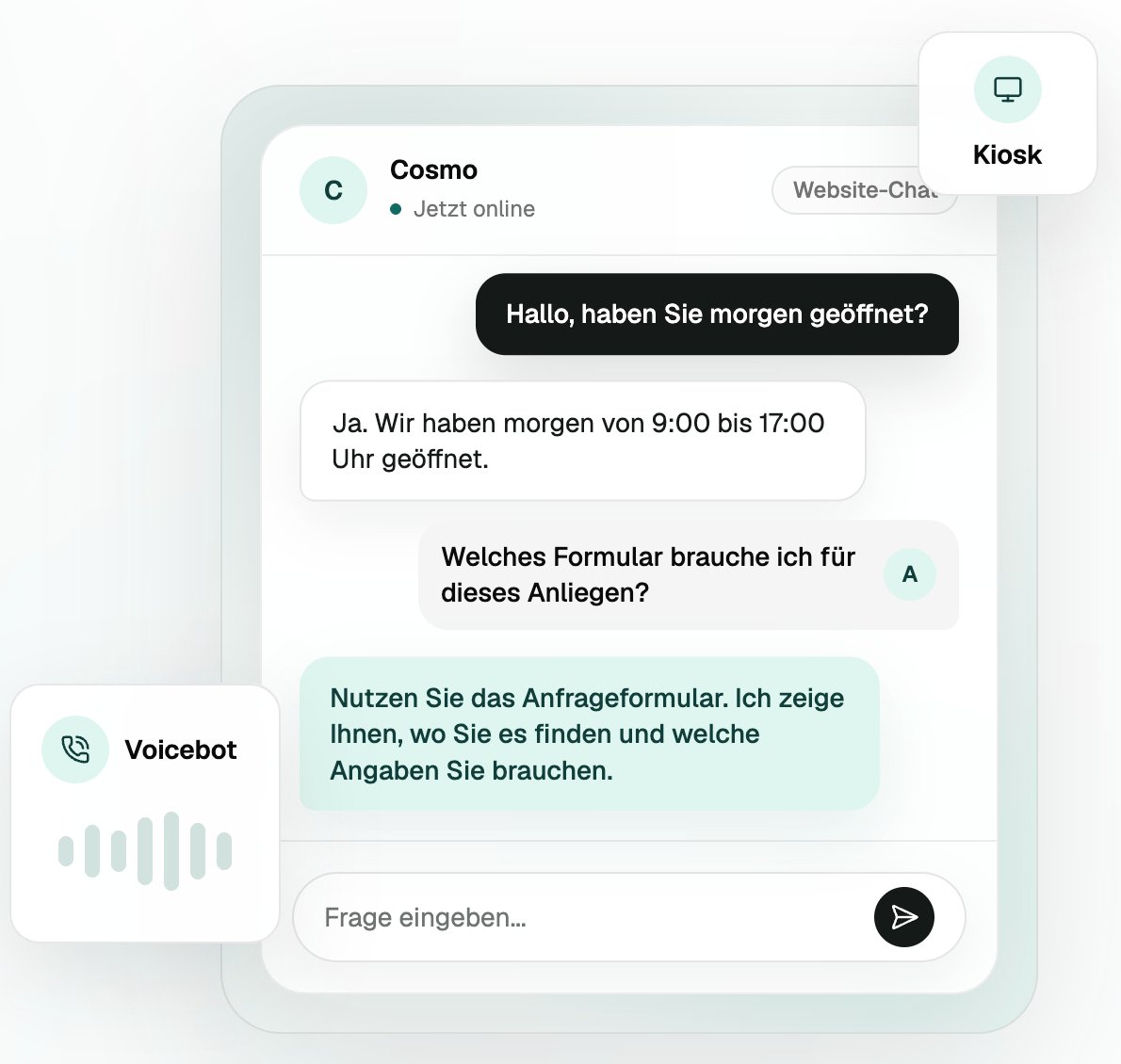 Cosmo — Website-Chat, Voicebot und Kiosk in einer Lösung